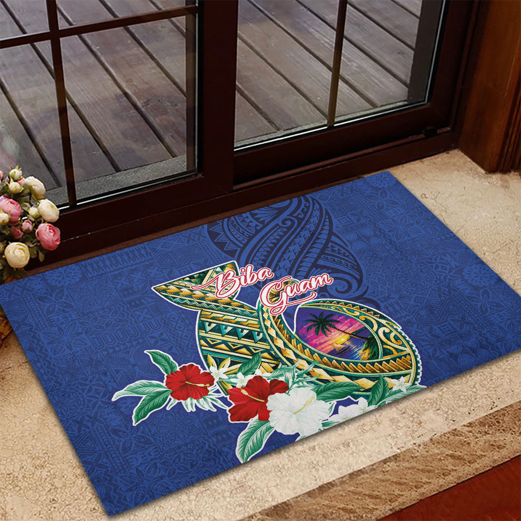 Guam Chamorro Rubber Doormat Tribal Latte Stone and Seal Artwork Polynesian Patterns