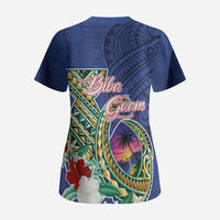 Guam Chamorro Scrub Top Tribal Latte Stone and Seal Artwork Polynesian Patterns
