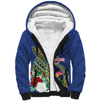 Guam Chamorro Sherpa Hoodie Tribal Latte Stone and Seal Artwork Polynesian Patterns