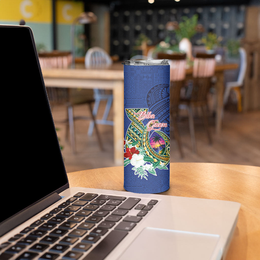 Guam Chamorro Skinny Tumbler Tribal Latte Stone and Seal Artwork Polynesian Patterns