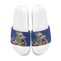 Guam Chamorro Slide Sandals Tribal Latte Stone and Seal Artwork Polynesian Patterns