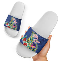 Guam Chamorro Slide Sandals Tribal Latte Stone and Seal Artwork Polynesian Patterns