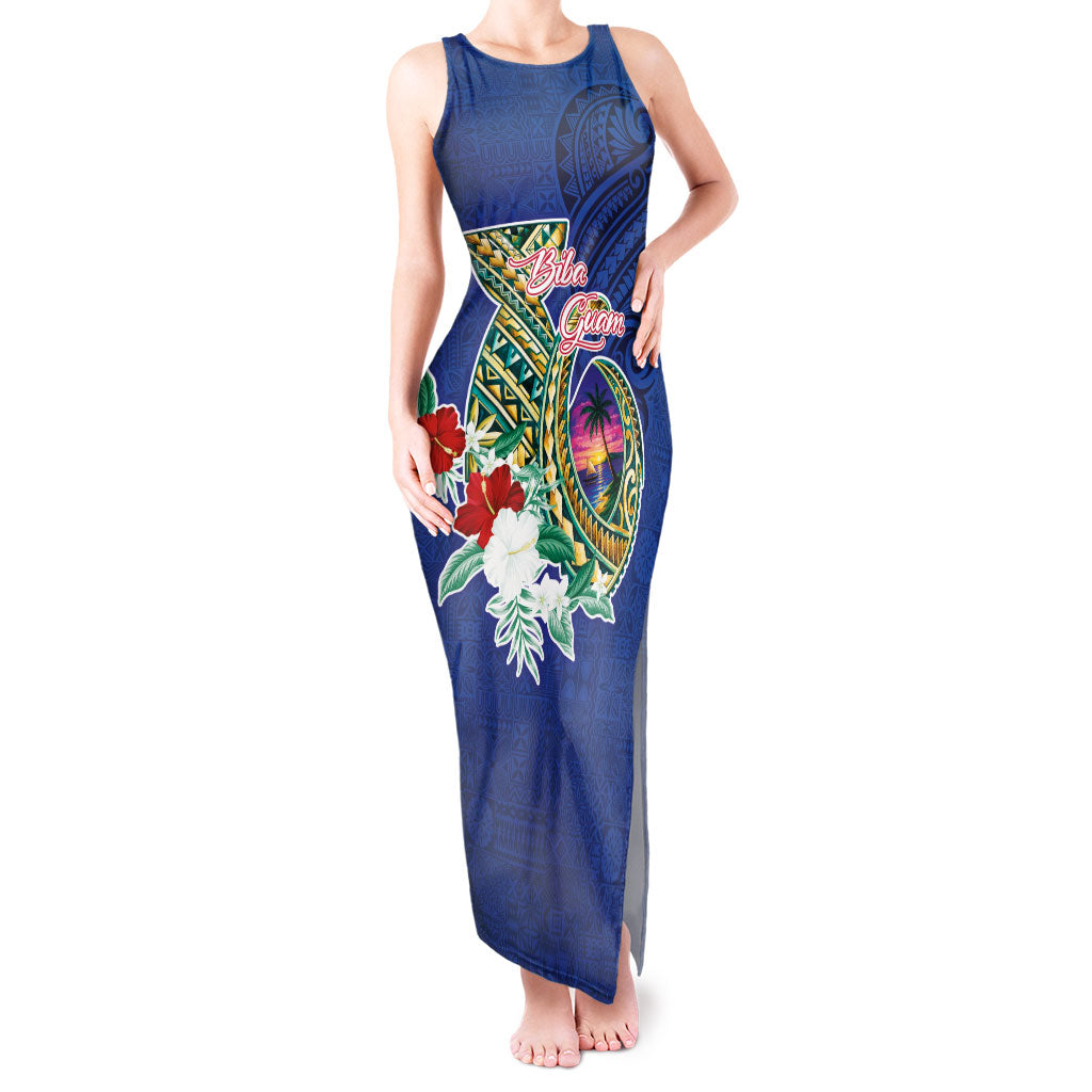 Guam Chamorro Tank Maxi Dress Tribal Latte Stone and Seal Artwork Polynesian Patterns LT03 Women Multicolor - Polynesian Pride