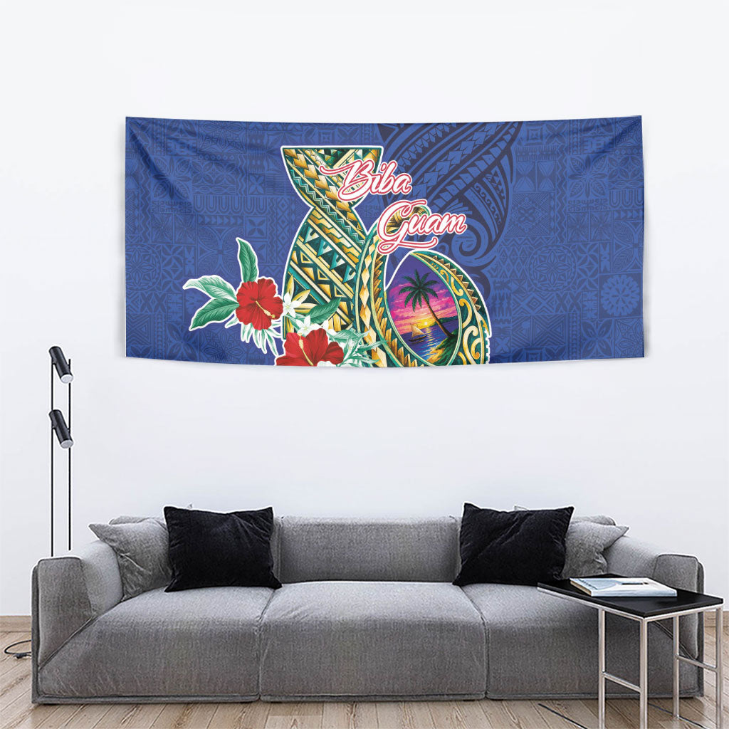 Guam Chamorro Tapestry Tribal Latte Stone and Seal Artwork Polynesian Patterns