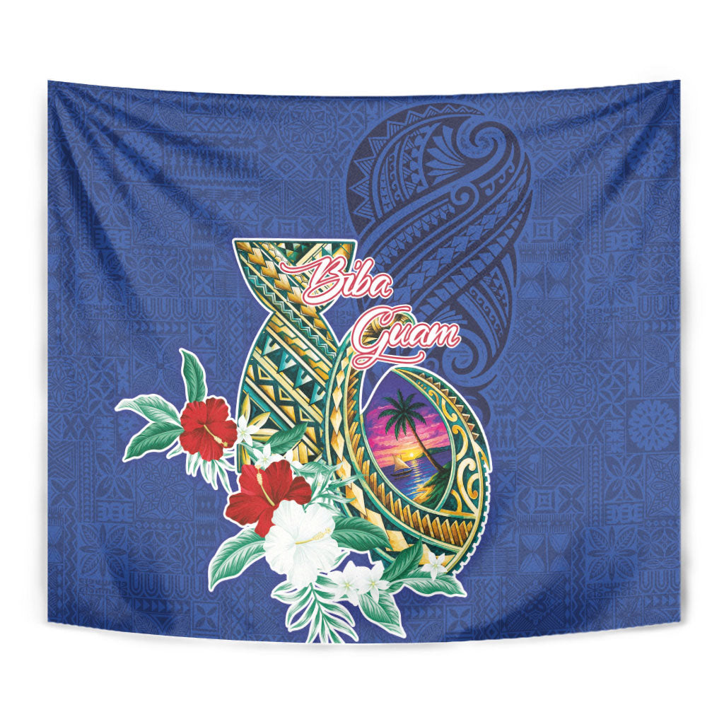 Guam Chamorro Tapestry Tribal Latte Stone and Seal Artwork Polynesian Patterns
