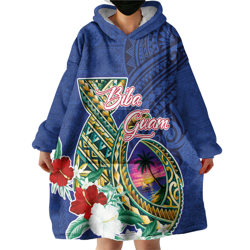 Guam Chamorro Wearable Blanket Hoodie Tribal Latte Stone and Seal Artwork Polynesian Patterns