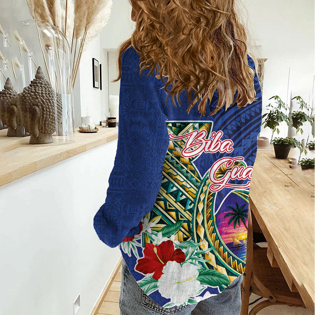 Guam Chamorro Women Casual Shirt Tribal Latte Stone and Seal Artwork Polynesian Patterns