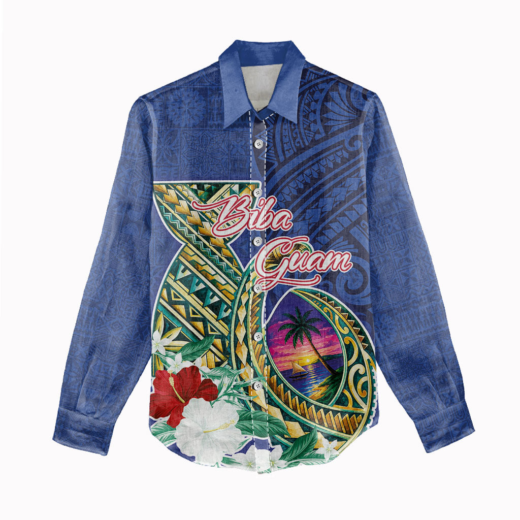 Guam Chamorro Women Casual Shirt Tribal Latte Stone and Seal Artwork Polynesian Patterns