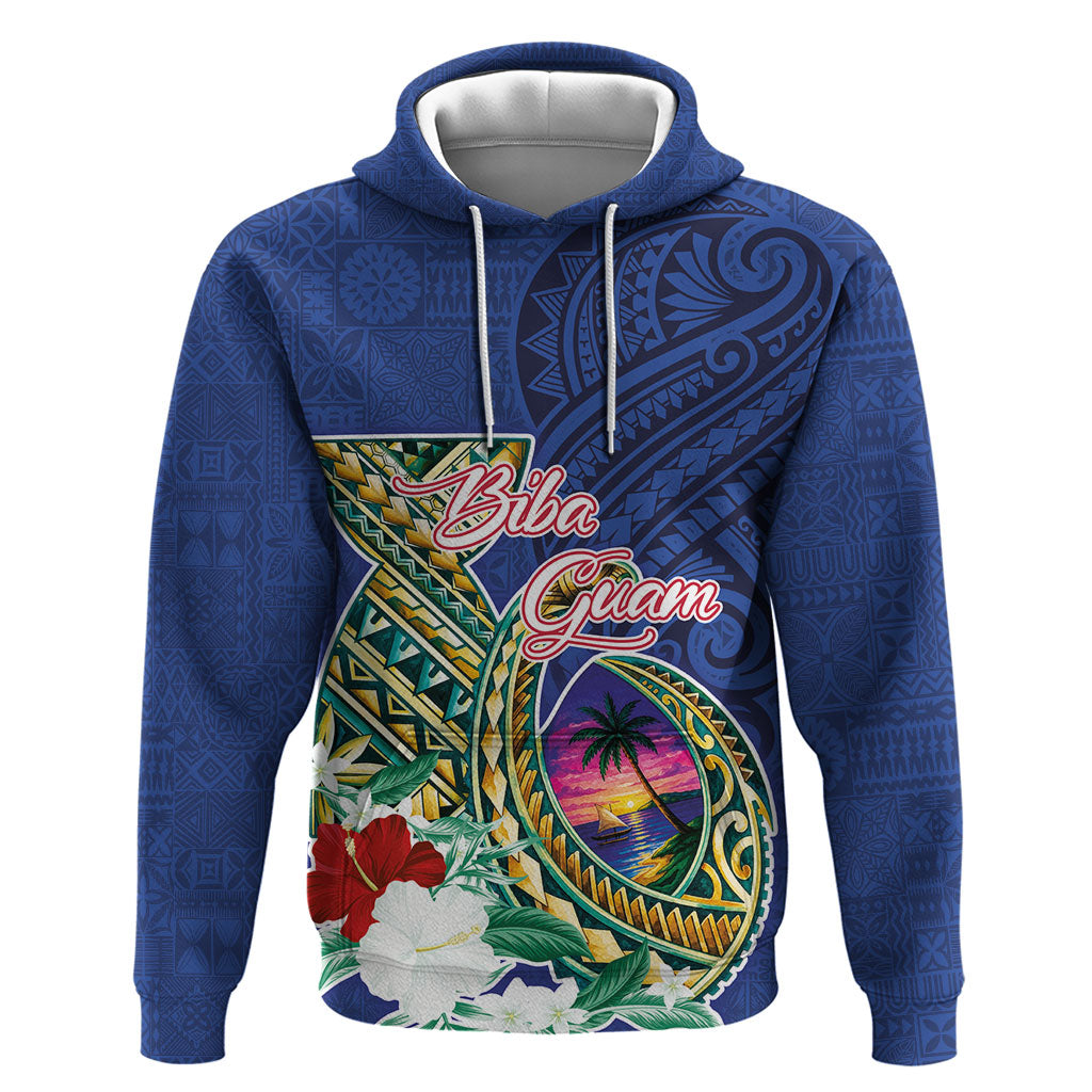 Guam Chamorro Zip Hoodie Tribal Latte Stone and Seal Artwork Polynesian Patterns