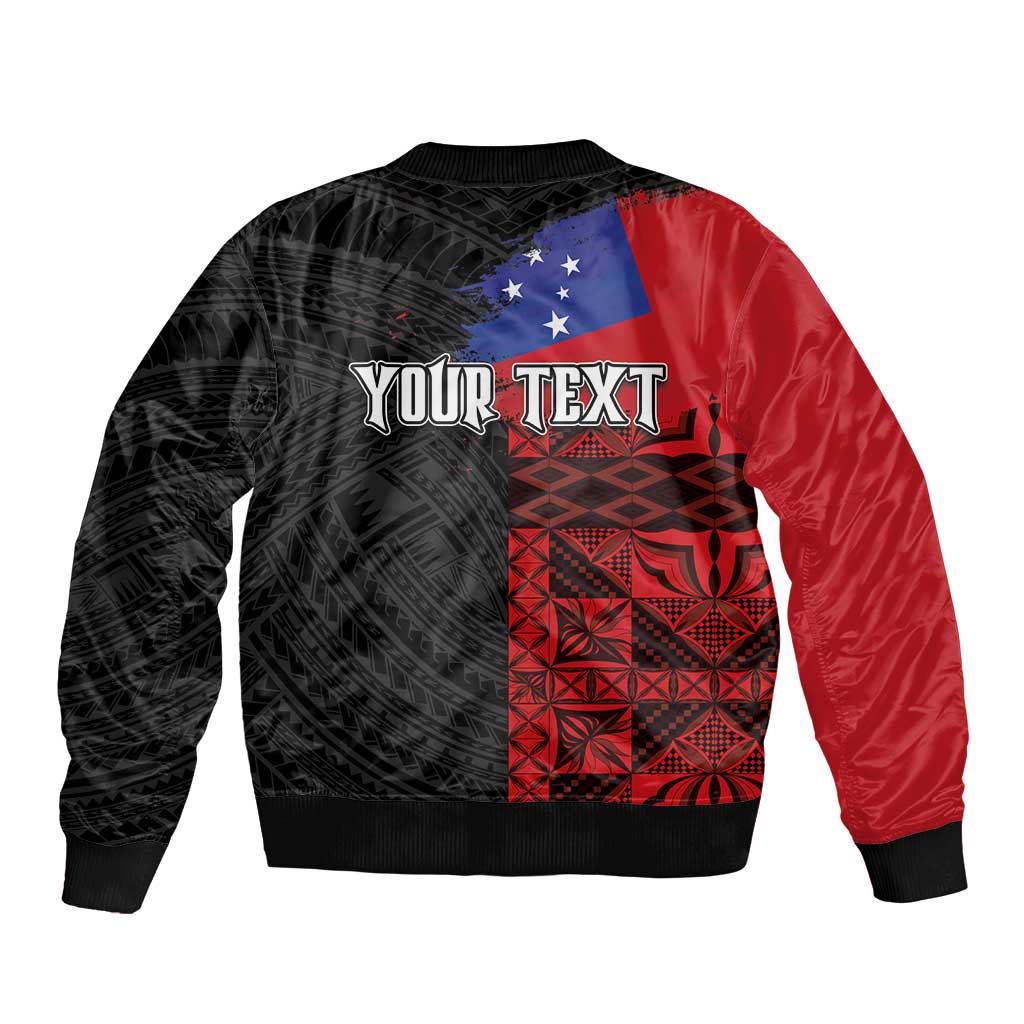 Personalised Samoa 685 Bomber Jacket Siapo Pattern and Samoa Flag Design LT03 - Polynesian Pride
