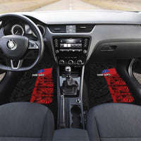 Personalised Samoa 685 Car Mats Siapo Pattern and Samoa Flag Design LT03 Set 2pcs - Front Black - Polynesian Pride