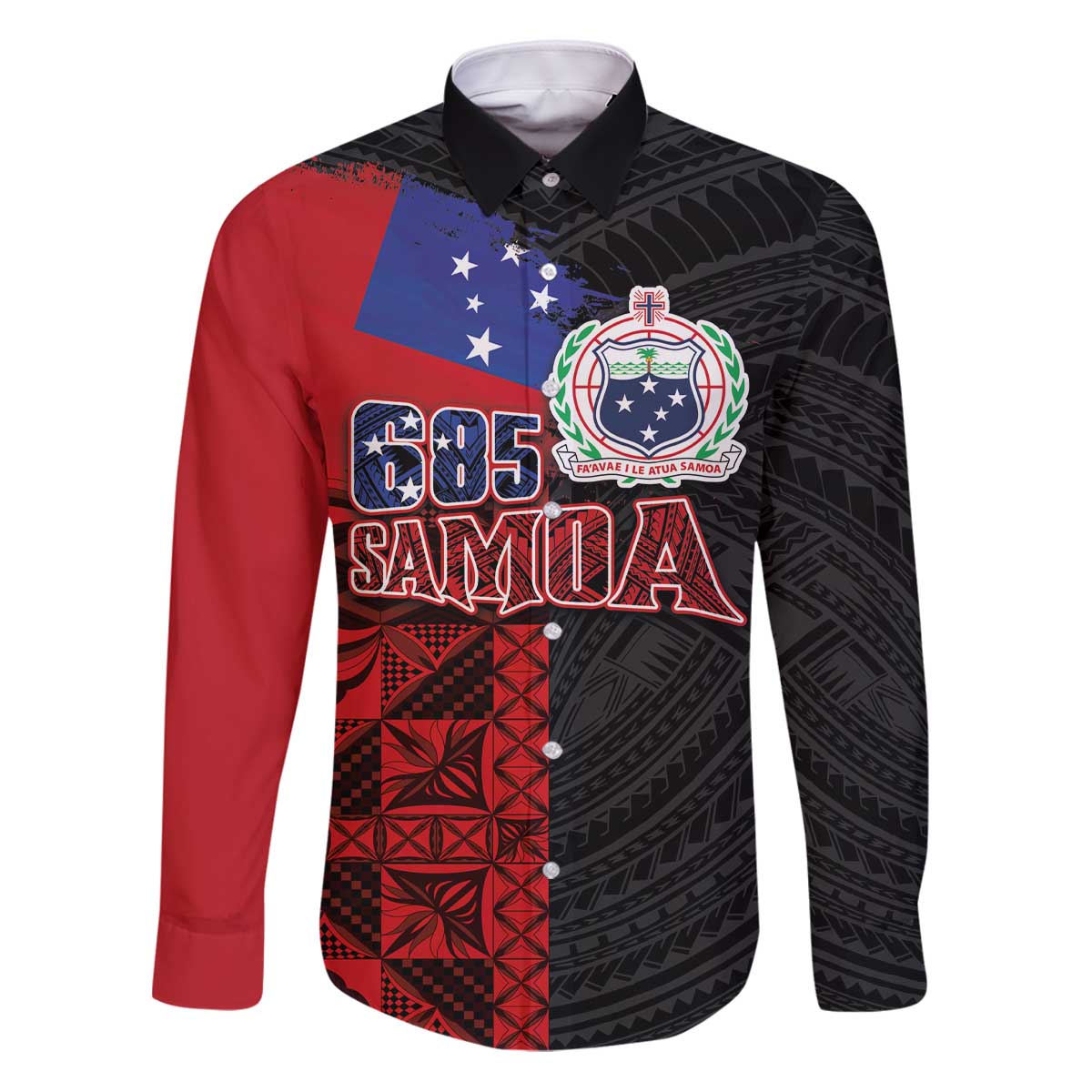 Personalised Samoa 685 Family Matching Puletasi and Hawaiian Shirt Siapo Pattern and Samoa Flag Design