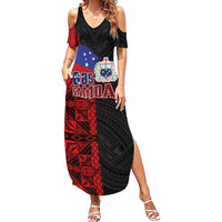 Personalised Samoa 685 Family Matching Summer Maxi Dress and Hawaiian Shirt Siapo Pattern and Samoa Flag Design
