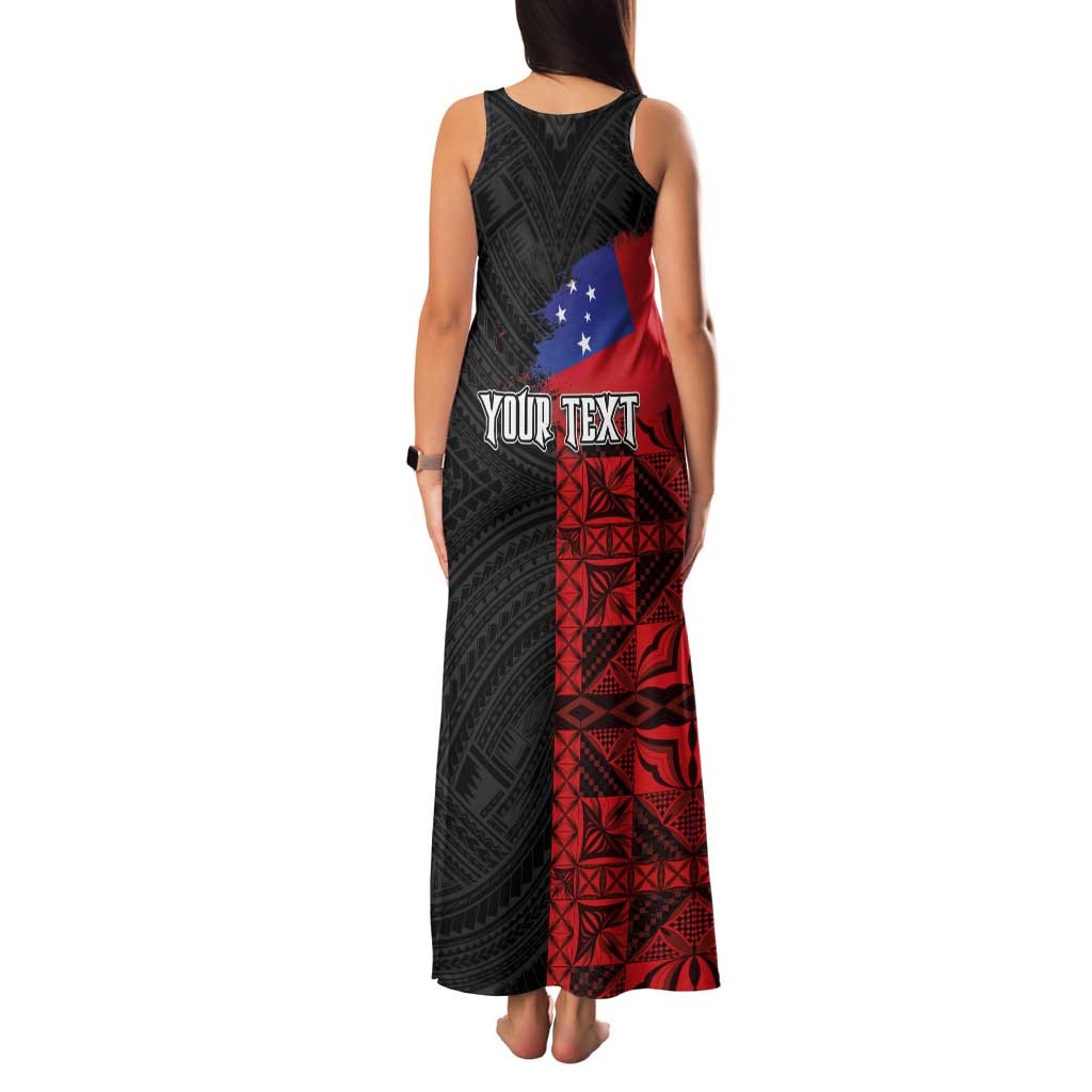 Personalised Samoa 685 Family Matching Tank Maxi Dress and Hawaiian Shirt Siapo Pattern and Samoa Flag Design
