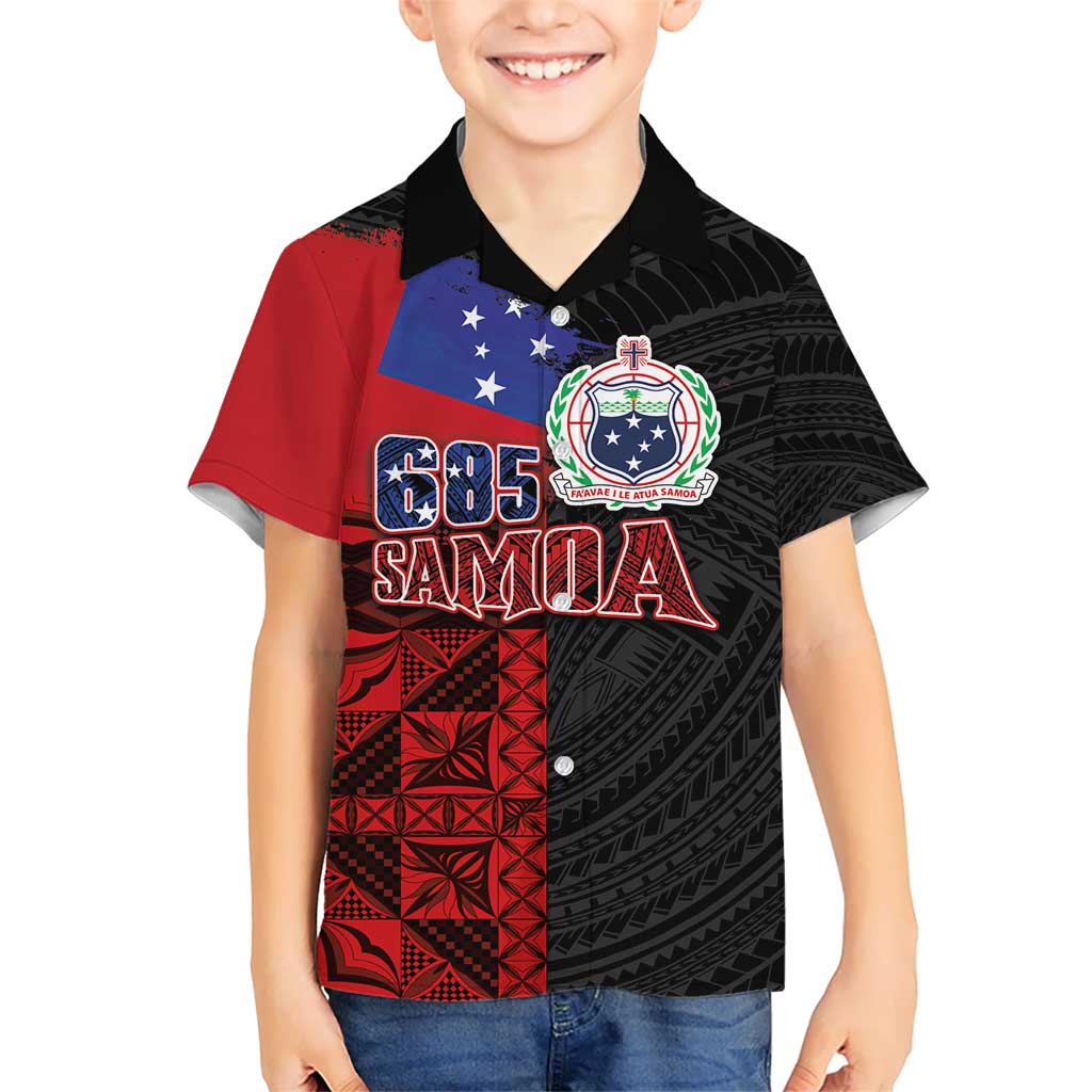 Personalised Samoa 685 Kid Hawaiian Shirt Siapo Pattern and Samoa Flag Design