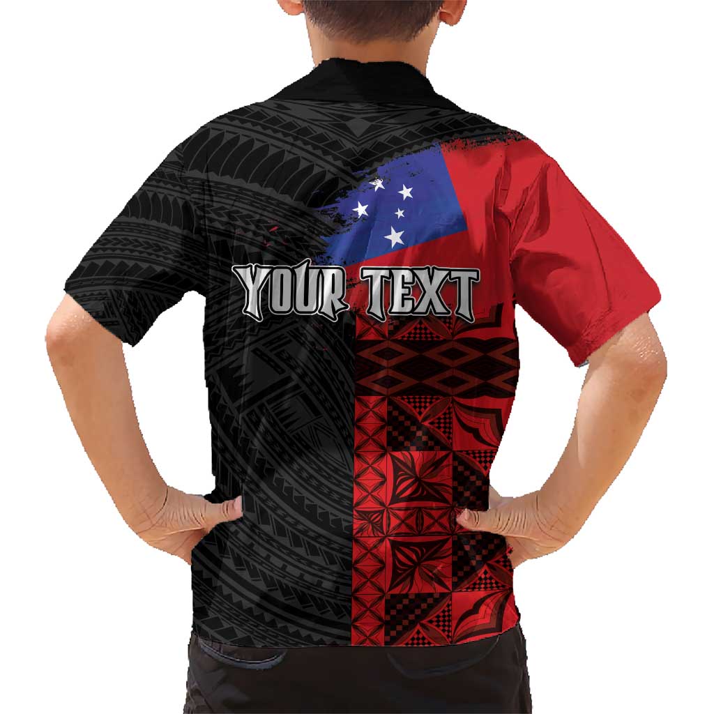 Personalised Samoa 685 Kid Hawaiian Shirt Siapo Pattern and Samoa Flag Design