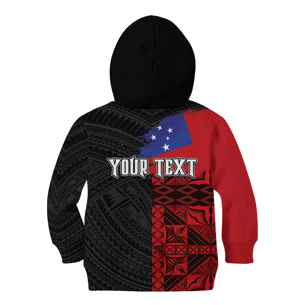 Personalised Samoa 685 Kid Hoodie Siapo Pattern and Samoa Flag Design