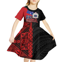 Personalised Samoa 685 Kid Short Sleeve Dress Siapo Pattern and Samoa Flag Design