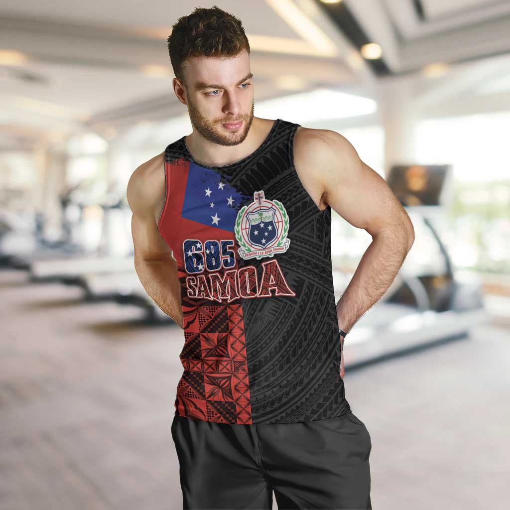 Personalised Samoa 685 Men Tank Top Siapo Pattern and Samoa Flag Design