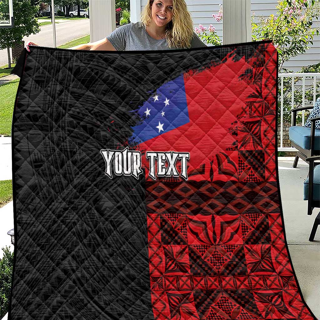 Personalised Samoa 685 Quilt Siapo Pattern and Samoa Flag Design LT03 Black - Polynesian Pride