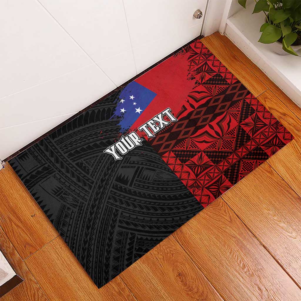 Personalised Samoa 685 Rubber Doormat Siapo Pattern and Samoa Flag Design
