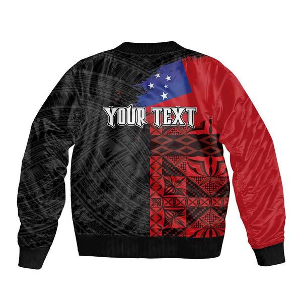 Personalised Samoa 685 Sleeve Zip Bomber Jacket Siapo Pattern and Samoa ...