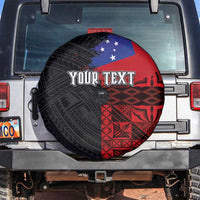 Personalised Samoa 685 Spare Tire Cover Siapo Pattern and Samoa Flag Design LT03 Black - Polynesian Pride