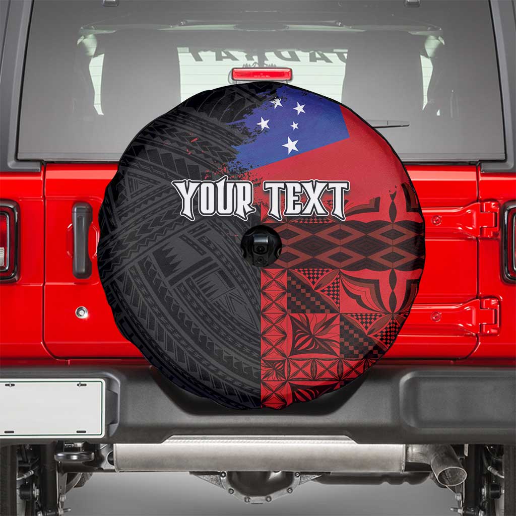 Personalised Samoa 685 Spare Tire Cover Siapo Pattern and Samoa Flag Design LT03 - Polynesian Pride