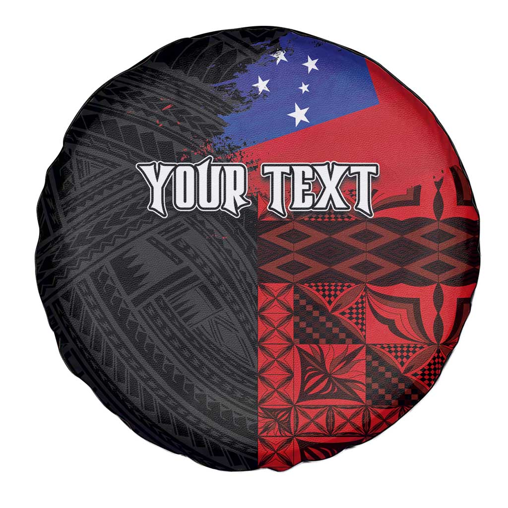 Personalised Samoa 685 Spare Tire Cover Siapo Pattern and Samoa Flag Design LT03 - Polynesian Pride