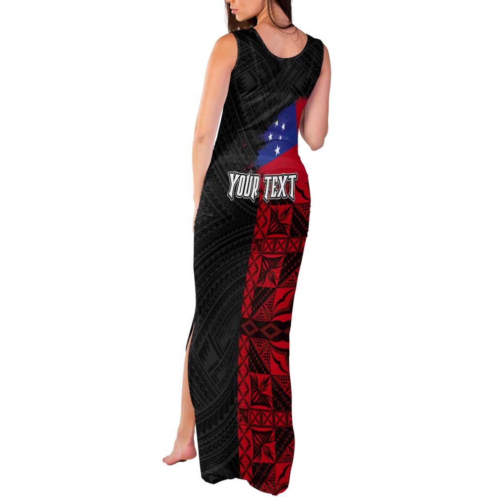 Personalised Samoa 685 Tank Maxi Dress Siapo Pattern and Samoa Flag Design