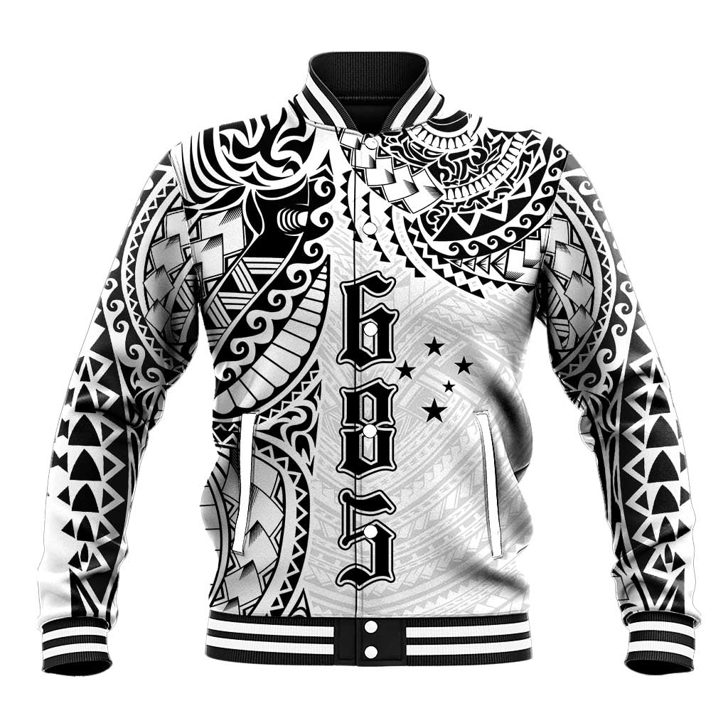 Samoa 685 Art Traditional Tattoo Pattern Baseball Jacket White Color