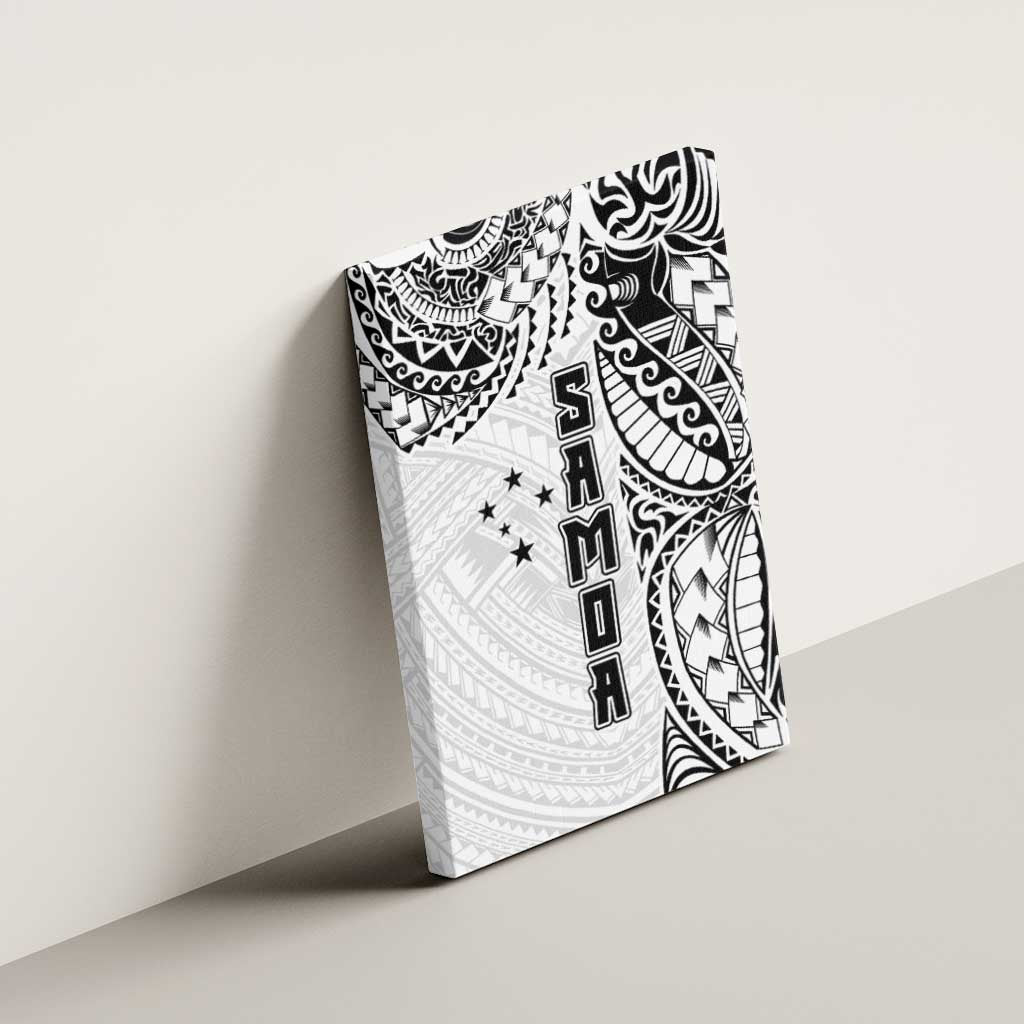Samoa 685 Art Traditional Tattoo Pattern Canvas Wall Art White Color