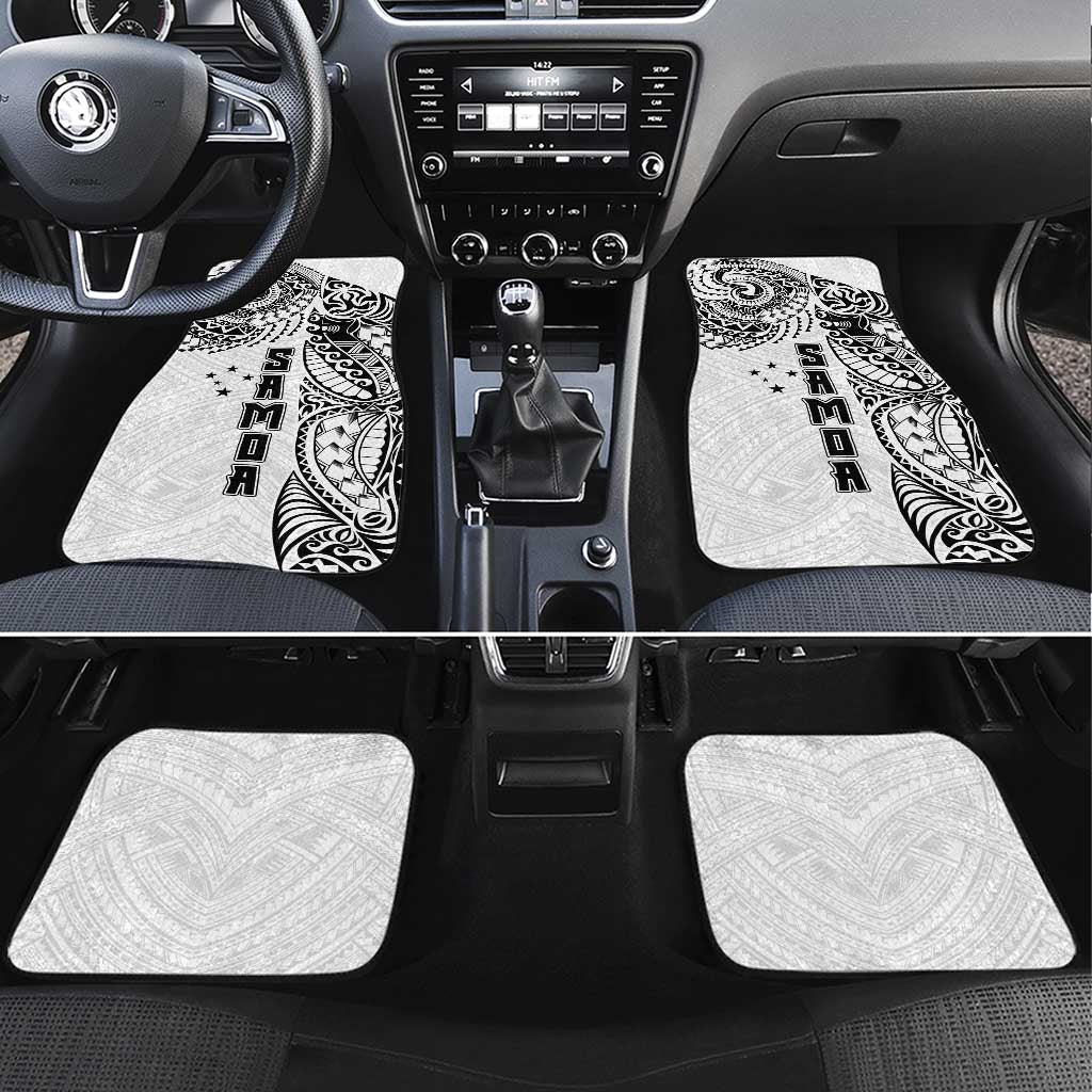 Samoa 685 Art Traditional Tattoo Pattern Car Mats White Color LT03 Set 4pcs White - Polynesian Pride