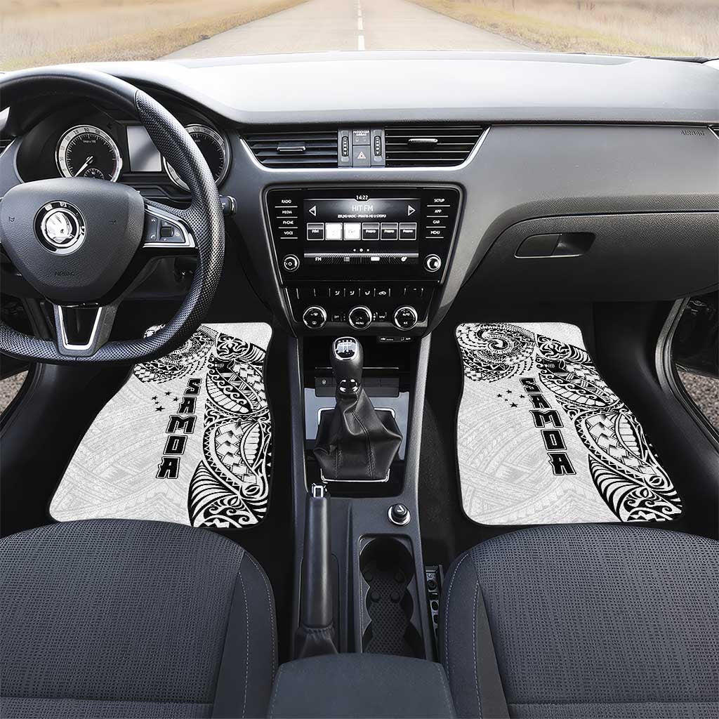 Samoa 685 Art Traditional Tattoo Pattern Car Mats White Color LT03 Set 2pcs - Front White - Polynesian Pride