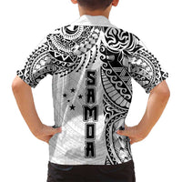 Samoa 685 Art Traditional Tattoo Pattern Family Matching Off Shoulder Maxi Dress and Hawaiian Shirt White Color