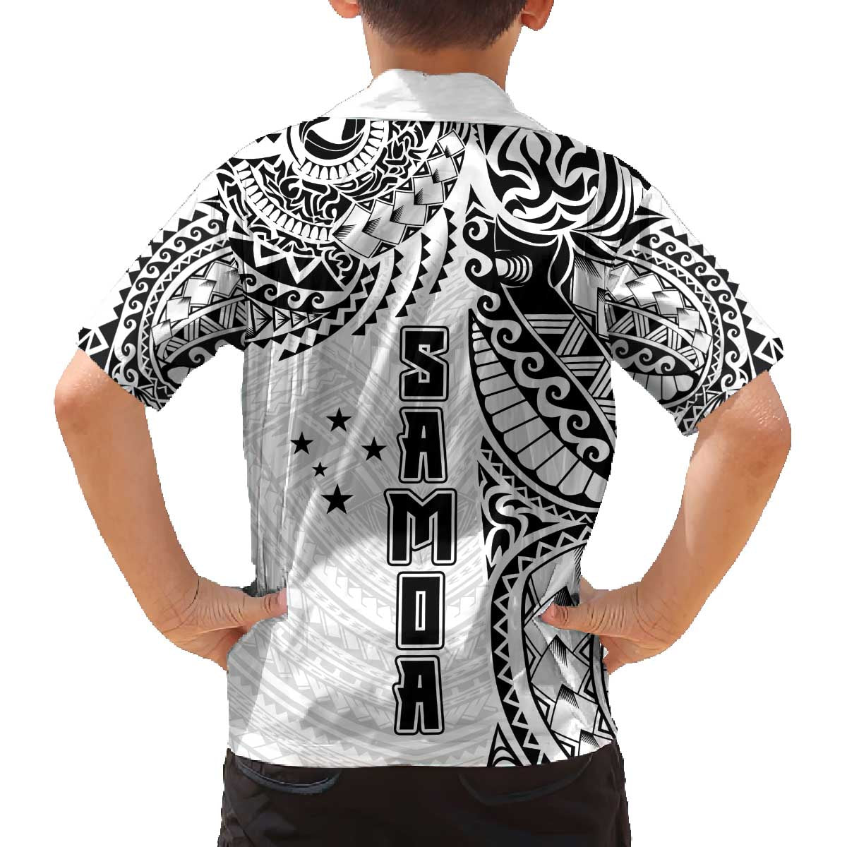 Samoa 685 Art Traditional Tattoo Pattern Family Matching Puletasi and Hawaiian Shirt White Color