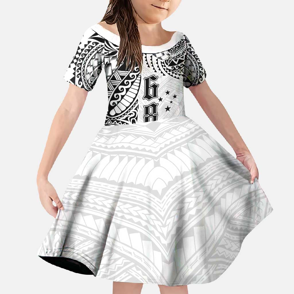 Samoa 685 Art Traditional Tattoo Pattern Family Matching Summer Maxi Dress and Hawaiian Shirt White Color