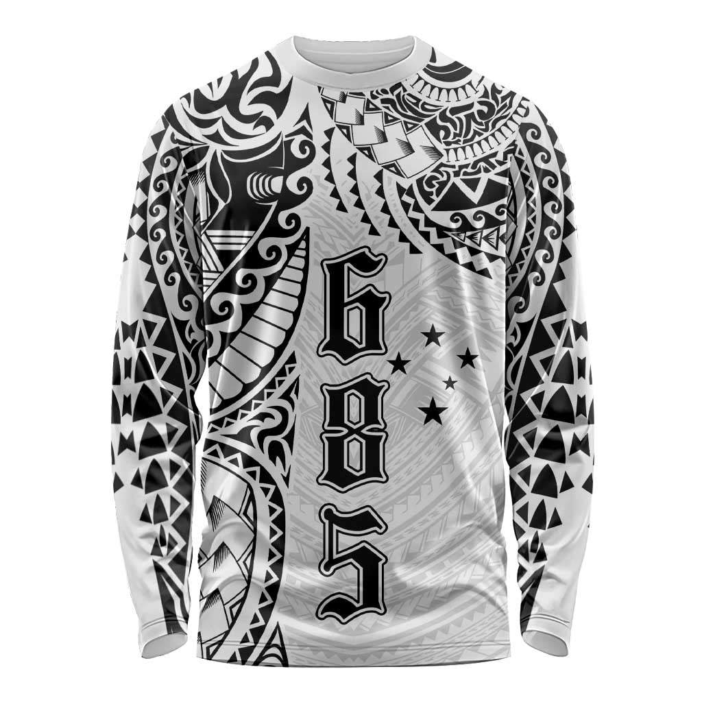 Samoa 685 Art Traditional Tattoo Pattern Long Sleeve Shirt White Color LT03 Unisex White - Polynesian Pride