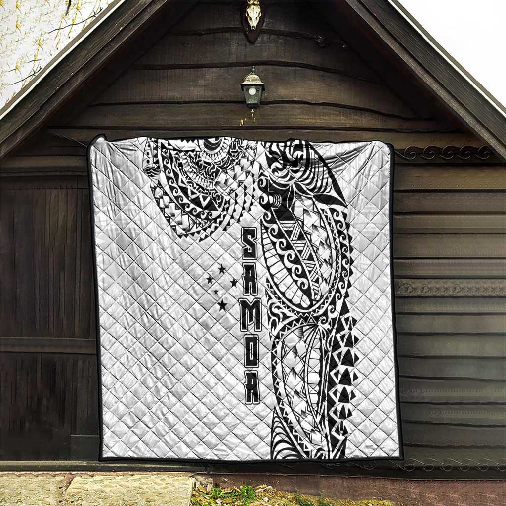 Samoa 685 Art Traditional Tattoo Pattern Quilt White Color