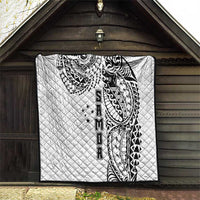Samoa 685 Art Traditional Tattoo Pattern Quilt White Color