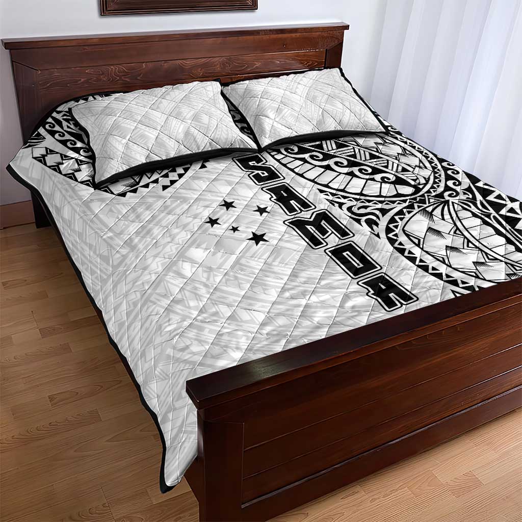 Samoa 685 Art Traditional Tattoo Pattern Quilt Bed Set White Color