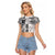 Samoa 685 Art Traditional Tattoo Pattern Raglan Cropped T Shirt White Color