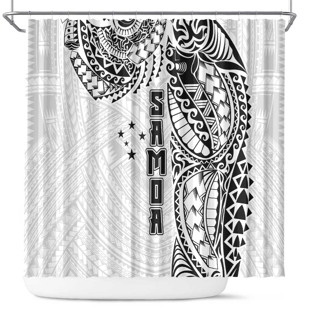 Samoa 685 Art Traditional Tattoo Pattern Shower Curtain White Color LT03 White - Polynesian Pride