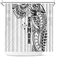 Samoa 685 Art Traditional Tattoo Pattern Shower Curtain White Color LT03 White - Polynesian Pride