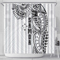 Samoa 685 Art Traditional Tattoo Pattern Shower Curtain White Color LT03 - Polynesian Pride