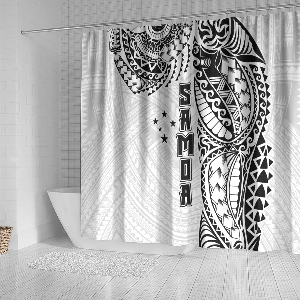 Samoa 685 Art Traditional Tattoo Pattern Shower Curtain White Color LT03 - Polynesian Pride