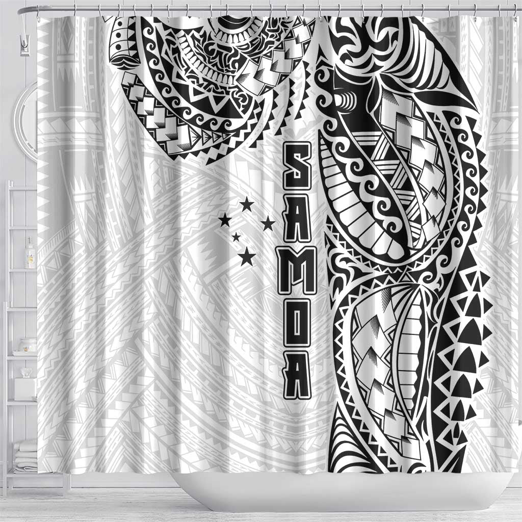 Samoa 685 Art Traditional Tattoo Pattern Shower Curtain White Color LT03 - Polynesian Pride