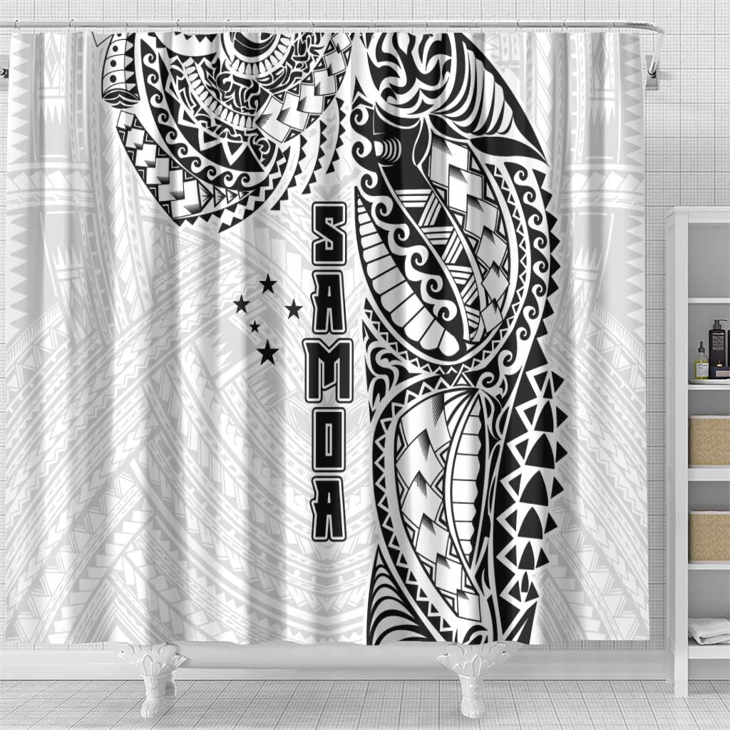 Samoa 685 Art Traditional Tattoo Pattern Shower Curtain White Color LT03 - Polynesian Pride