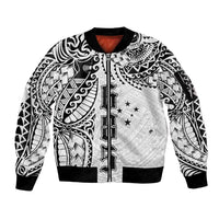 Samoa 685 Art Traditional Tattoo Pattern Sleeve Zip Bomber Jacket White Color LT03 Unisex White - Polynesian Pride