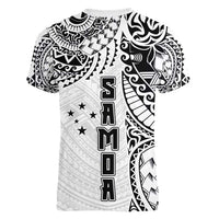 Samoa 685 Art Traditional Tattoo Pattern Women V-Neck T-Shirt White Color